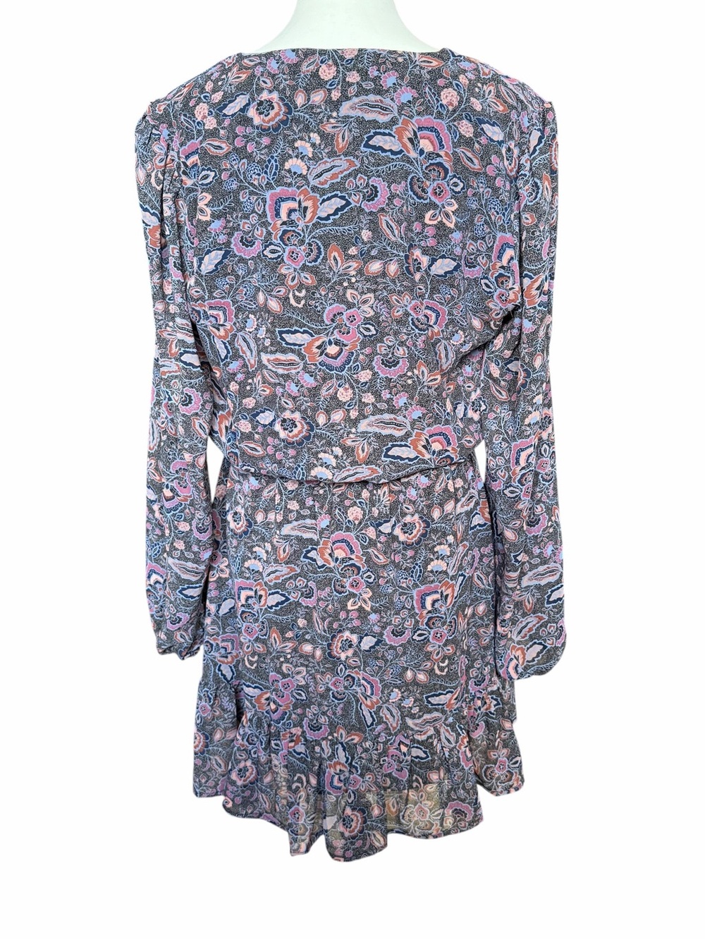 Evereve Dress Size Large Purple Paisley Romantic Fall Cottagecore Ruffle Boho - Picture 4 of 8